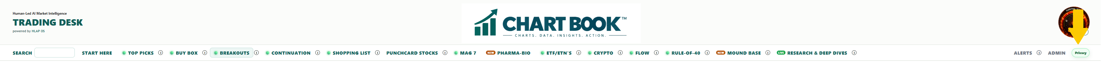 ChartBook privacy and analytics controls